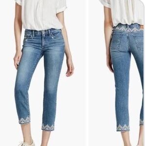 Lucky Brand | Sweet crop embroidered hem mid rise jeans size 30